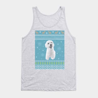 Maltipoo Ugly Christmas Sweater in Blue Tank Top